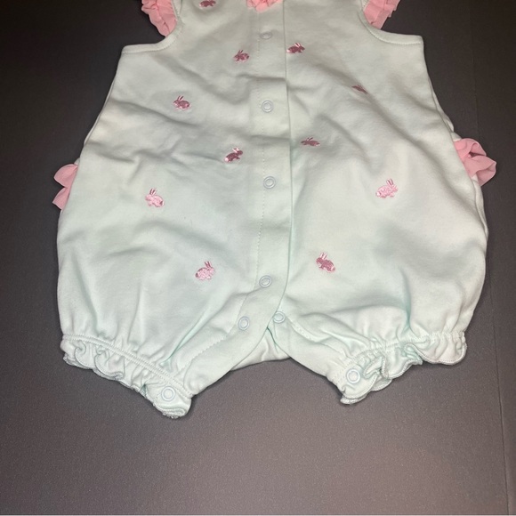 Little Me 6 Months Baby Girls Bunny Romper Hat Matching Set Easter Outfit Ruffle - Picture 7 of 13